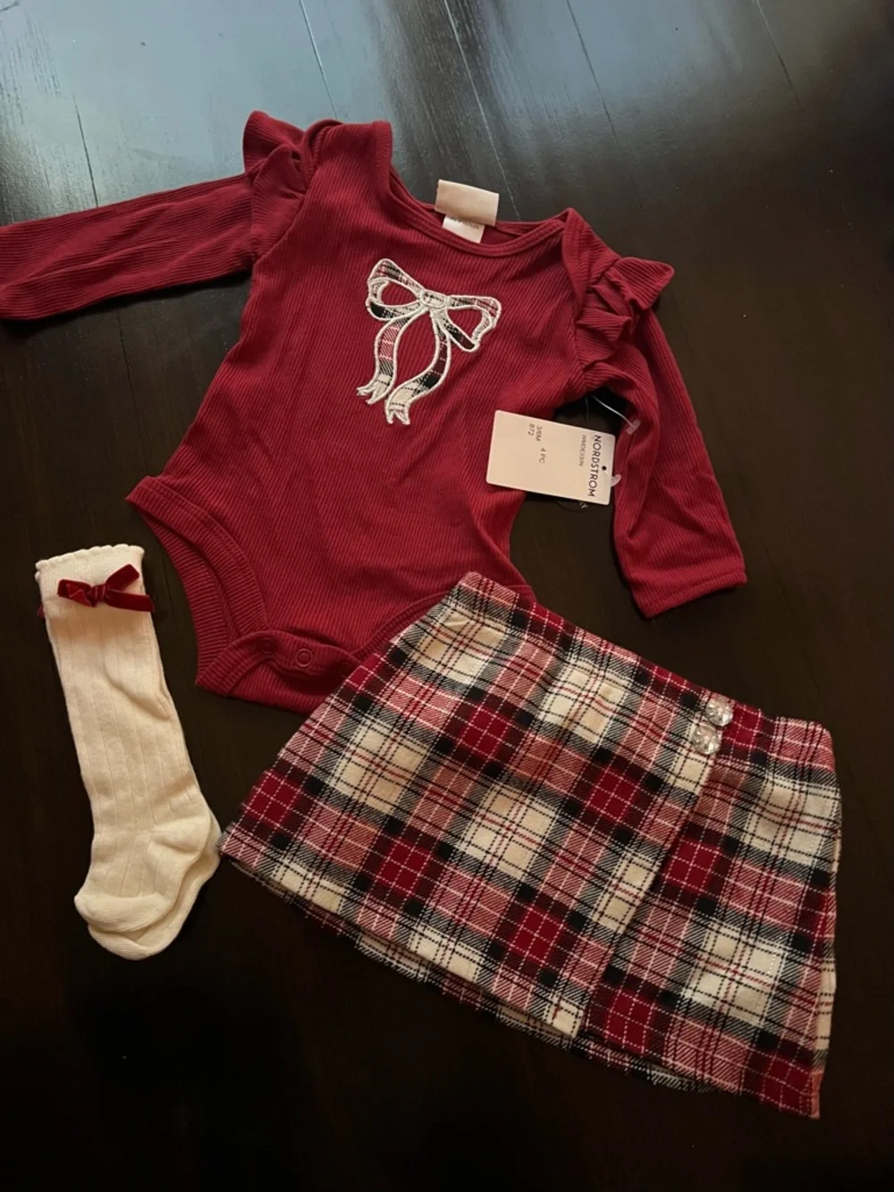 New - Nicole Miller Baby Girls 3-Piece Holiday Outfit Set